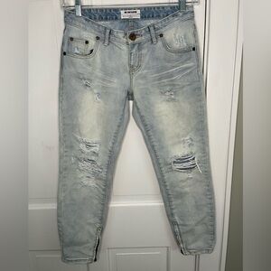 One X ONE TEASPOON Freebirds Low Waist Short Rise Skinny Jeans 27 Distressed